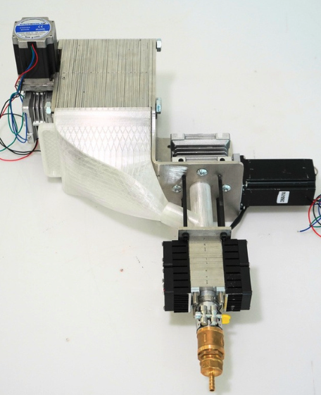 Replastify system on KUKA arm — three-quarter view